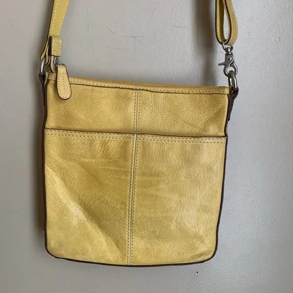 FOSSIL WOMEN'S Yellow LEATHER CROSS BODY SHOULDER BAG Purse - Picture 8 of 10